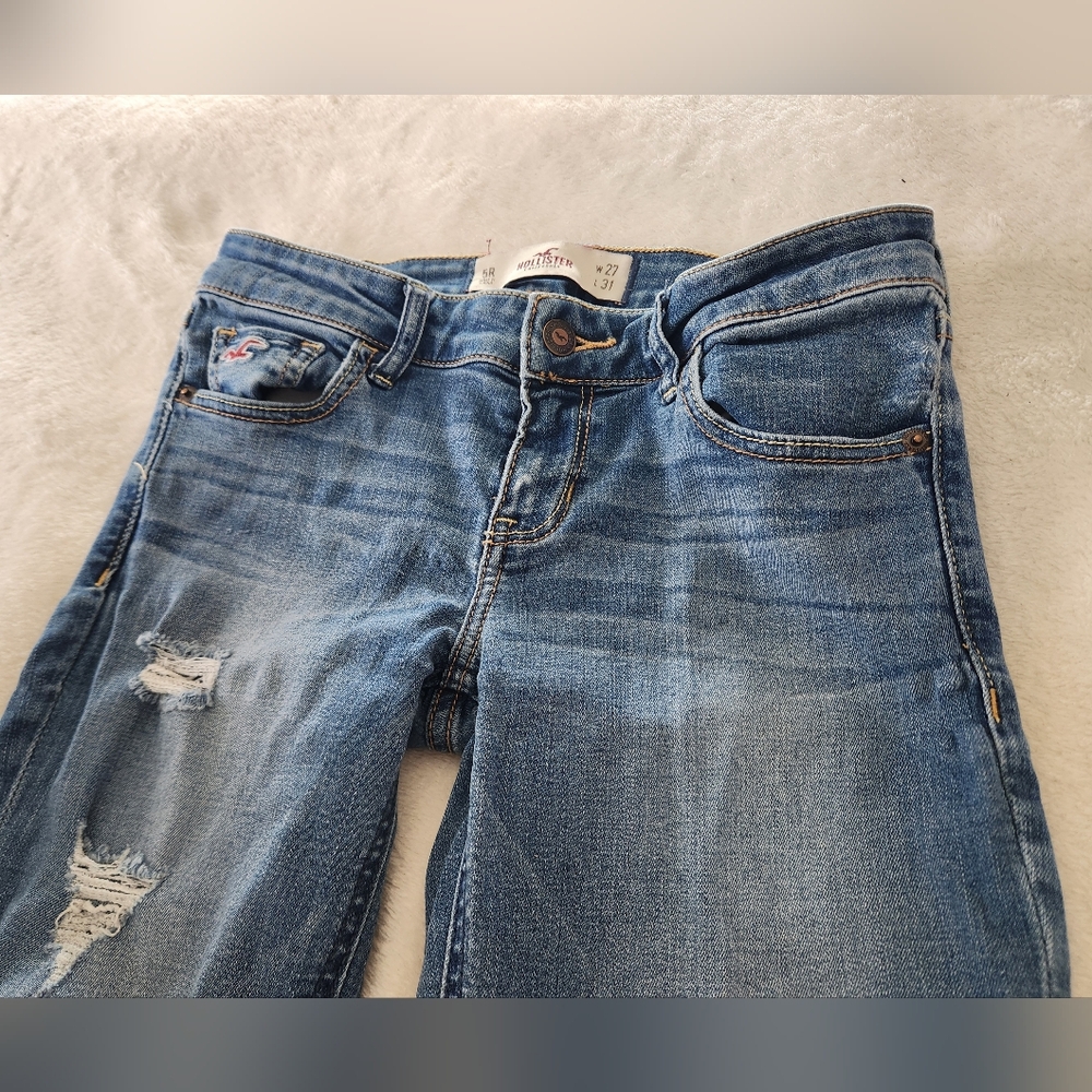 Blue Distressed Hollister Women's Jeans